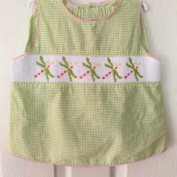 Silly Goose Other - Green Gingham Kids Matching Set Hand Smocked